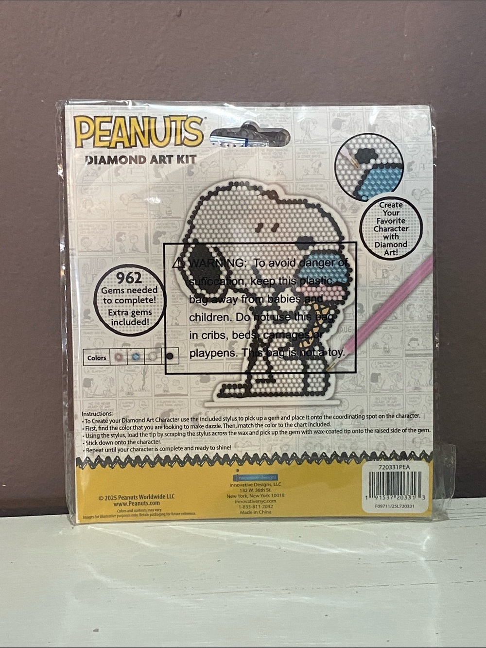 Peanuts Snoopy Diamond Art Kit - White, Black, Blue, Pink - Picture 2 of 3